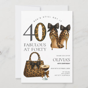Convites Aniversário de 40 anos com Estampa de Leopardo na 