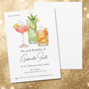 Convites Aniversário de 40 anos com tema Martini para mulhe