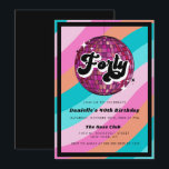 Convites Aniversário de 40 anos cor-de-rosa com esfera de c<br><div class="desc">Vamos Groove Esta Noite! Prepare seus hóspedes para fazer um boogie com esta divertida coleção de estilos dos anos 70. Com ondas coloridas brancas em cores de tendências variadas e com textos retrorreflectores,  é certo que se destaca.</div>