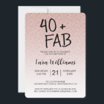 Convites Aniversário de 40 anos cor-de-rosa de Ombre 40 fab<br><div class="desc">Comemore a fazer 40 anos no estilo elegante com este aniversário de 40 anos moderno em um fundo brilhante, cor-de-rosa, um convite para aniversário de 40 anos de música que você pode simplesmente personalizar e enviar para a sua festa de 40 festas de aniversário. As palavras quarenta e fab são...</div>