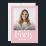 Convites Aniversário de 40 anos cor-de-rosa simples e mínim<br><div class="desc">Mínimo de tipografia moderna,  simples convite para aniversário de 40 anos branco e cor-de-rosa. Parte de uma coleção contemporânea.</div>