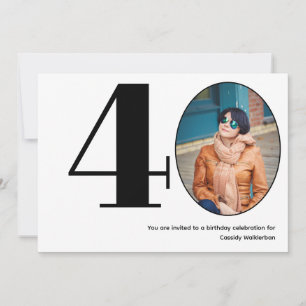 Convites Aniversário de 40 anos de 40 fotos minimalista