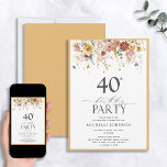 Convites Aniversário de 40 anos de Aquarela Amarela Elegant<br><div class="desc">Façam a vossa celebração de aniversário de 40 anos especial com este belo Convite à Aniversário da Amarela Elegante. Ele apresenta um jardim de aquarelas eternos e flores silvestres, acentuados experientemente com caligrafia moderna e com letra na moda. Perfeito para uma festa de aniversário de 40 anos ou almoço! Este...</div>