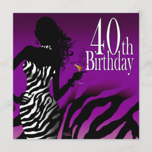 Convites aniversário de 40 anos de Bombshell Zebra