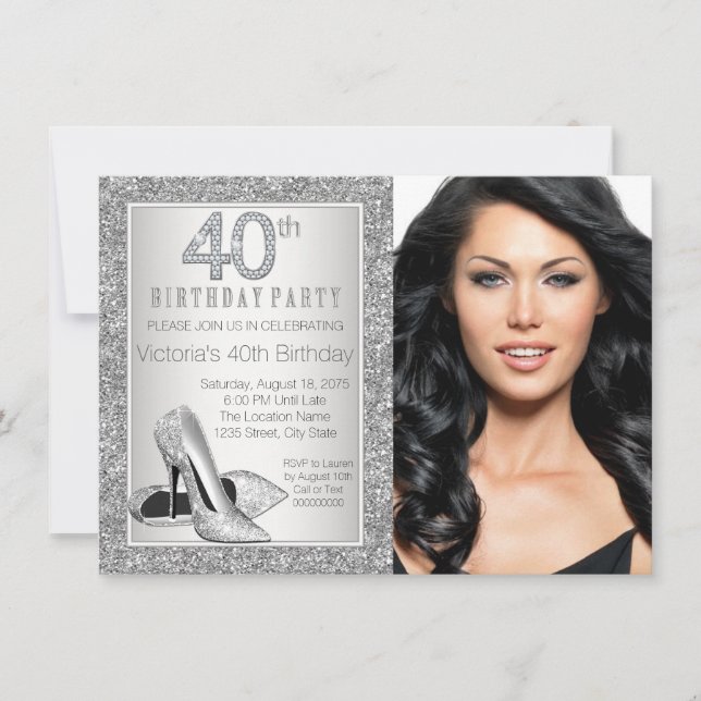 Convites Aniversário de 40 anos de Calçado de alto salto co (Frente)