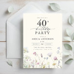 Convites Aniversário de 40 anos de Caligrafia Floral do Jar<br><div class="desc">Celebre em estilo com um convite para aniversário de 40 anos de caligrafia floral de jardim, perfeito para um evento de marco. Com designs florais vibrantes e caligrafia elegante, este convite dá um tom caprichoso mas sofisticado para a sua celebração. O tema do jardim exuberante combina beleza natural com uma...</div>