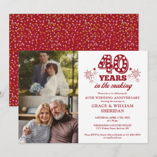 Convites Aniversário de 40 anos de casamento 2 fotos em con