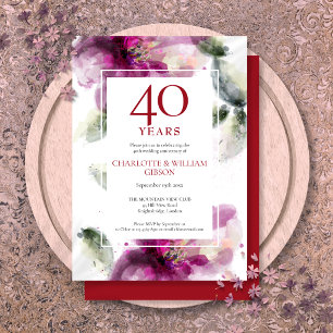 Convites Aniversário de 40 anos de Casamento Chic Lilies Fl