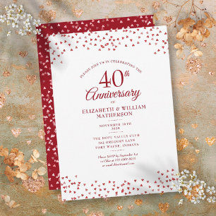 Convites Aniversário de 40 Anos de Casamento Confetes de Co