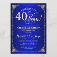 Aniversário de 40 anos de Casamento - Damasco Azul