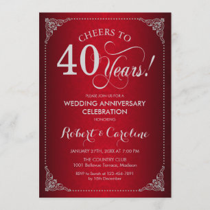 Convites Aniversário de 40 anos de Casamento - Damasco Prat