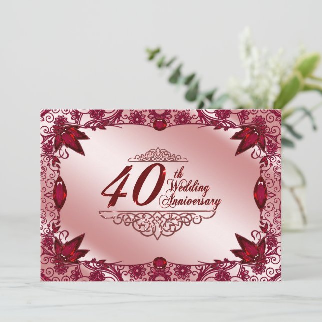 Convites Aniversário de 40 Anos de Casamento de Rubi Convit (Em pé/Frente)