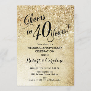 Convites Aniversário de 40 Anos de Casamento Dourado