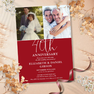 Convites Aniversário de 40 anos de casamento Então e agora 