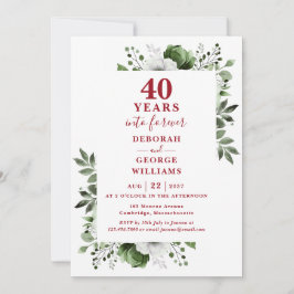 Convites Aniversário de 40 anos de Casamento Monograma Flor