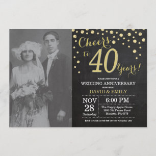 Convites Aniversário de 40 anos de casamento quadro-negro P