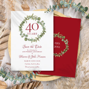 Convites Aniversário de 40 anos de Casamento - Salve a Data