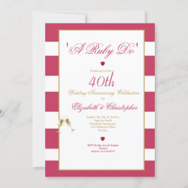 Convites Aniversário de 40 anos de Casamento Vermelho Elega