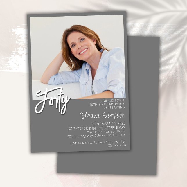 Convites Aniversário de 40 anos de Cinza de Fotografias (Criador carregado)