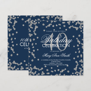 Convites aniversário de 40 anos de Confetti Azul com Marin