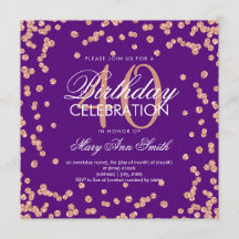 aniversário de 40 anos de Confetti Roxo-Dourado ro