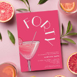 Convites Aniversário de 40 anos de coquetel cor-de-rosa mod<br><div class="desc">Aniversário de 40 anos moderno convite com tipografia chic elegante e design minimalista a cor rosa brilhante</div>