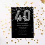 Convites Aniversário de 40 anos de faísca de prata e brilho<br><div class="desc">Este maravilhoso 40º convite apresenta discos cintilantes prateados em fundo preto. Para personalização mais avançada deste design,  por exemplo,  alteração do layout,  da fonte ou do tamanho do texto,  clique no botão "PERSONALIZAR" acima. Por favor,  entre em contato comigo para qualquer pergunta!</div>