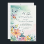 Convites Aniversário de 40 anos de Flores de Pastel Amarelo<br><div class="desc">Bonito, amarelo e cor-de-água rosa, flores pastel aniversário de 40 anos convite de festas para mulheres. Texto, fontes e texto são completamente personalizáveis, então, embora este cartão seja projetado para uma senhora que está celebrando seu aniversário de 40 anos, ele pode ser personalizado para qualquer idade. Entre em contato conosco...</div>