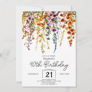 Convites Aniversário de 40 anos de Flores Selvagens de Vint
