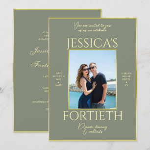 Convites Aniversário de 40 anos de Foto de Elegância Modern