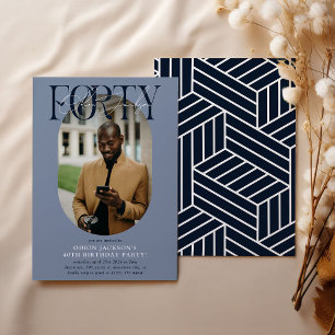 Convites Aniversário de 40 anos de Foto e Assinatura Oval M