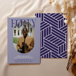 Convites Aniversário de 40 anos de Foto e Assinatura Oval M<br><div class="desc">Convite moderno para aniversário de 40 anos de na moda. Design apresenta uma fotografia oval da aniversariante/rapaz, a elegante inscrição 'QUARTO' com o nome das pessoas no texto de assinatura no topo e um simples modelo de festa de aniversário que é fácil de personalizar com os seus próprios detalhes. As...</div>