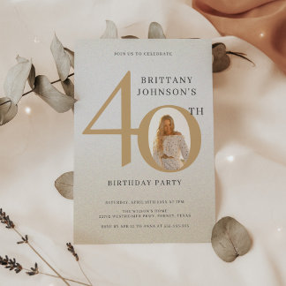 Convites aniversário de 40 anos de Foto Elegante de 40 Anos