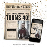 Convites Aniversário de 40 anos de Foto Personalizada Diver<br><div class="desc">Convite personalizado para aniversário de 40 anos de fotos do Vintage Newspaper Fun. Um legal e humorístico design de convite de aniversário que se parece com um jornal antigo! É personalizável e pode ser usado para qualquer festa de aniversário etária! Precisa de ajuda com este modelo de design? Entre em...</div>