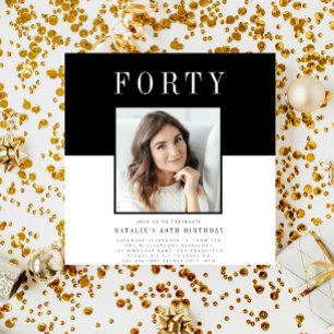 Convites Aniversário de 40 anos de fotografia mínima modern