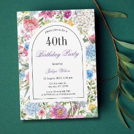 Convites Aniversário de 40 anos de Frame de Arco Floral