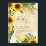Convites Aniversário de 40 anos de Girassóis Amarelos russo<br><div class="desc">Girassóis russos amarelos e castanhos com lindas folhas verdes aniversário de 40 anos convite de festas para mulheres. Entre em contato conosco para obter ajuda com a personalização ou para solicitar produtos correspondentes</div>