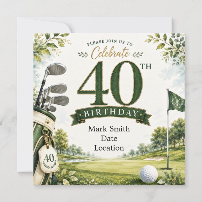 Convites Aniversário de 40 anos de Golfe (Frente)