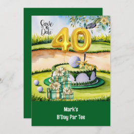 Convites Aniversário de 40 anos de Golfe com Bolo no Curso