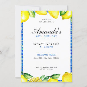 Convites Aniversário de 40 anos de Limão de Cor Amarela Vib