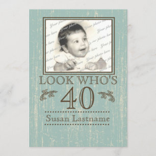Convites Aniversário de 40 anos de madeira envelhecida