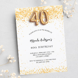 Convites aniversário de 40 anos de ouro branco, confete ele