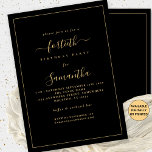 Convites aniversário de 40 anos de Partido de Borda de Scri<br><div class="desc">Borda Dourada Elegante de Fronteira de aniversário de 40 anos Preta. Disponível digitalmente ou impresso. Um design de texto moderno minimalista para o seu 40º em ouro clássico a preto, que é totalmente personalizável, com uma fronteira de solteiro. Altere as palavras conforme necessário e você também pode alterar as cores...</div>