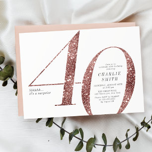 Convites aniversário de 40 anos de rosa de ouro minimalist