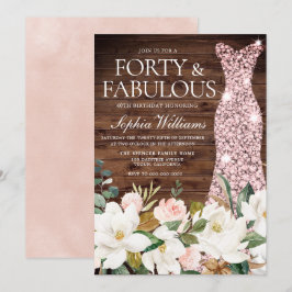 Convites aniversário de 40 anos de rosa, Dourada de Esfregã