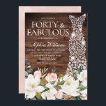 Convites Aniversário de 40 anos de Russo Branco Blush White<br><div class="desc">White Dress Blush White Rustic aniversário de 40 anos Convite para Ver coleção correspondente em Niche e Nest Store Muitos obrigados</div>