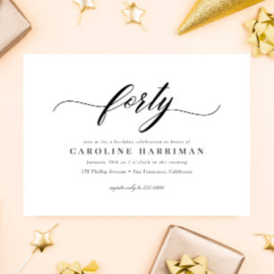 Convites Aniversário de 40 anos de Script Elegante Clássico