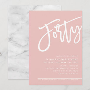 Convites ANIVERSÁRIO DE 40 ANOS de SCRIPT MODERNO cor-de-ro