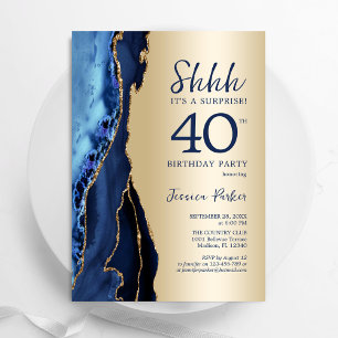 Convites aniversário de 40 anos de Surpresa Azul Agate do M