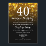 Convites Aniversário de 40 anos de surpresa - Branco Dourad<br><div class="desc">Convite para aniversário de 40 anos surpresa. Elegante design branco de ouro preto. Apresenta luzes de navegação e fontes de script. Convidam-se homens ou mulheres para adultos. Perfeito para uma festa de aniversário na moda. Envie-me uma mensagem se precisar de mais personalização.</div>